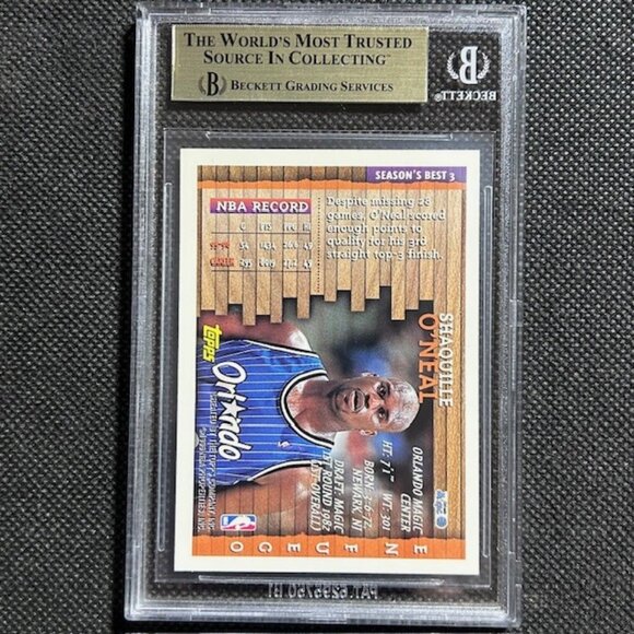 1996 Topps SHAQUILLE O'NEAL Seasons Best #3 EN FUEGO Insert BGS 9.5 GEM MINT - Picture 3 of 3